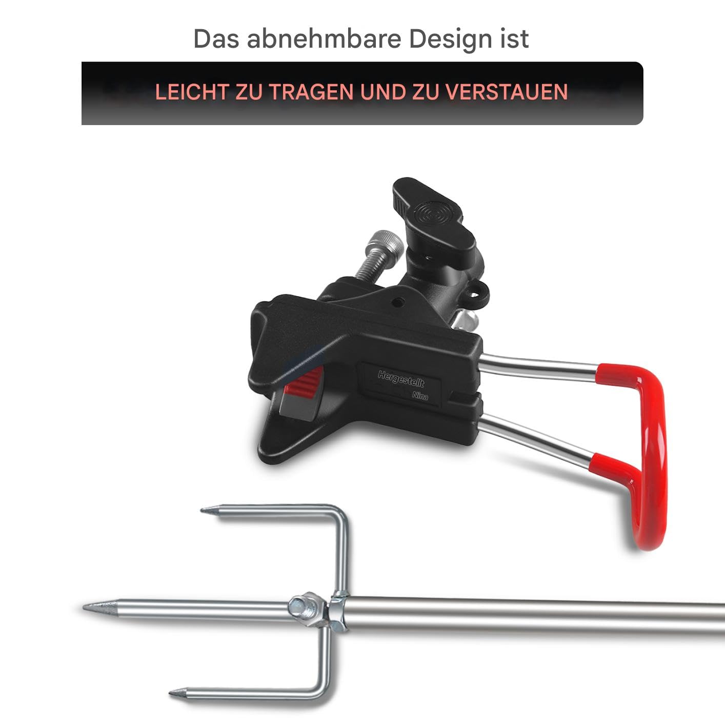 Leeko Supporto per canna da pesca, 2 pezzi, regolabile in altezza 57 – 87 cm, in acciaio inox, universale, regolabile a 360°, accessorio per la pesca a terra, portatile e rimovibile (aggiornamento a 3