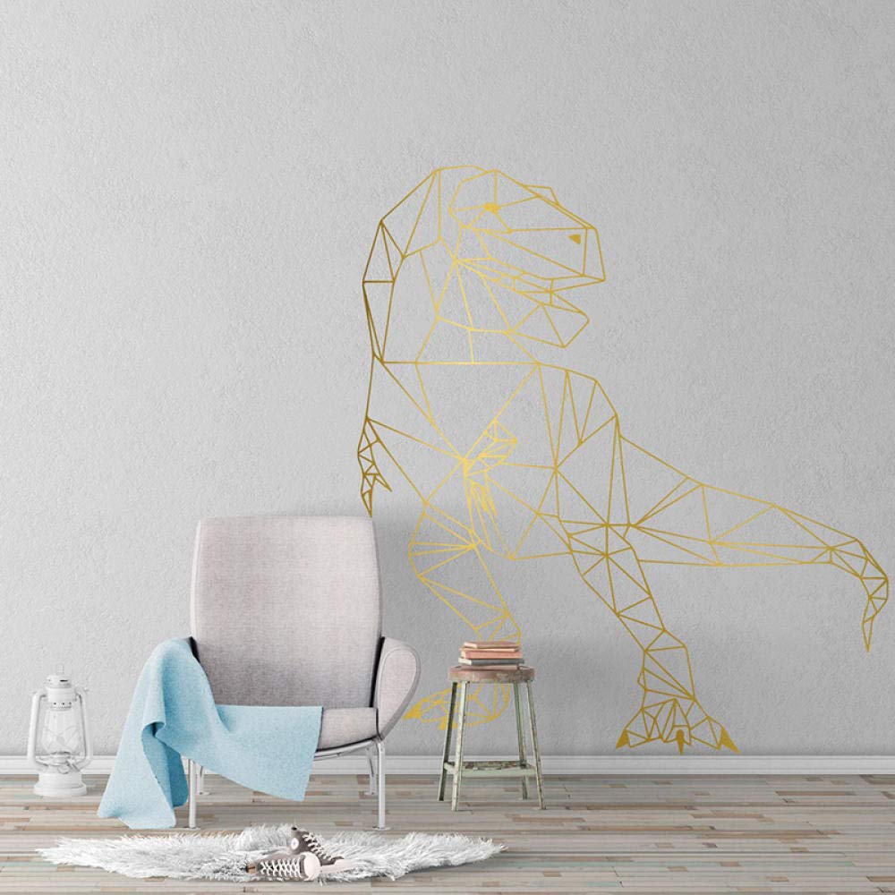 Sticker mural dinosaure T-Rex vert grand format au design géométrique moderne