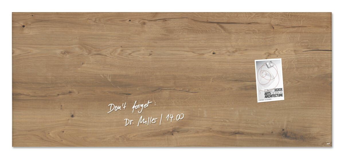 SIGEL GL247 magnetyczna szklana tablica/tablica magnetyczna, 130 x 55 cm, projekt naturalnego drewna - Artverum