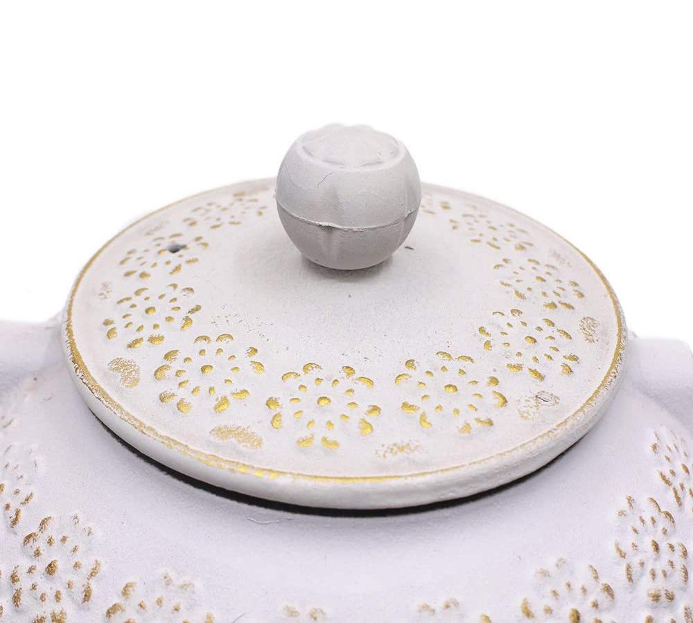 Tetera de hierro fundido japonesa tetsubina con colador de té, 800 ml, color blanco