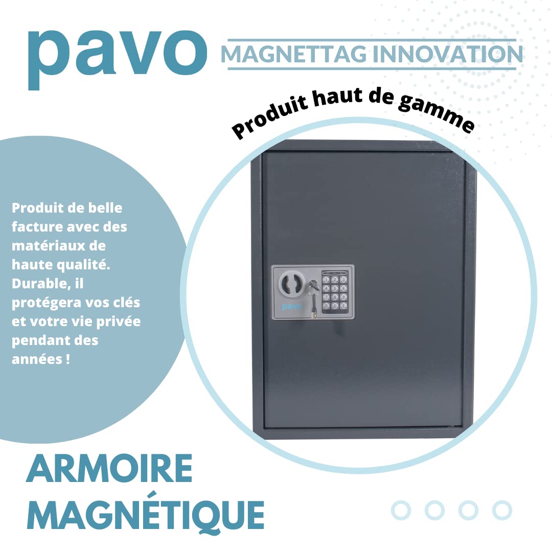 PAVO – Armoire à clés Haute sécurité Magnettag pour 50 clés – Gris foncé, 8013876