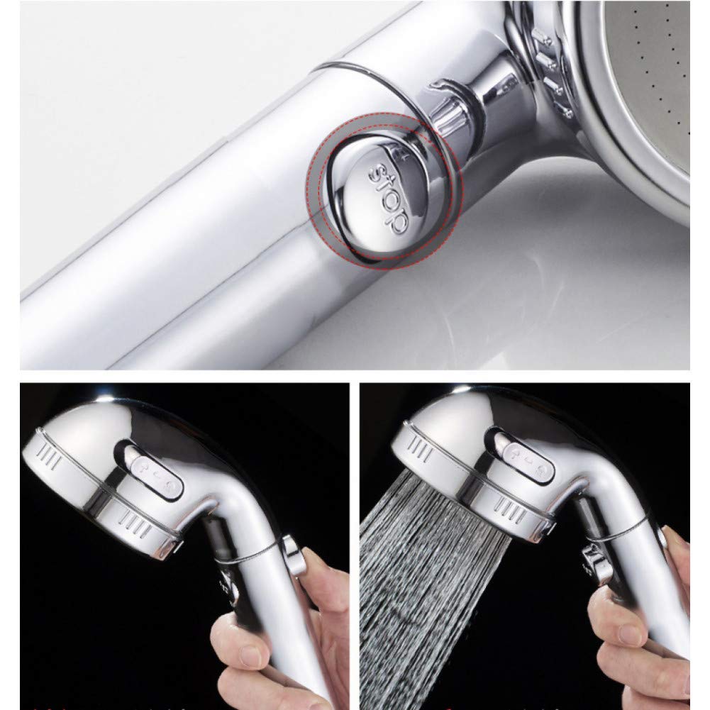 alcachofa de Ducha Cabezal de Ducha de Mano Soporte de Ducha de Mano baño Cabezal de Ducha galvanizado de 3 Funciones Ahorro de Agua de Alta presión con botón de Parada Ducha Lluvia noz