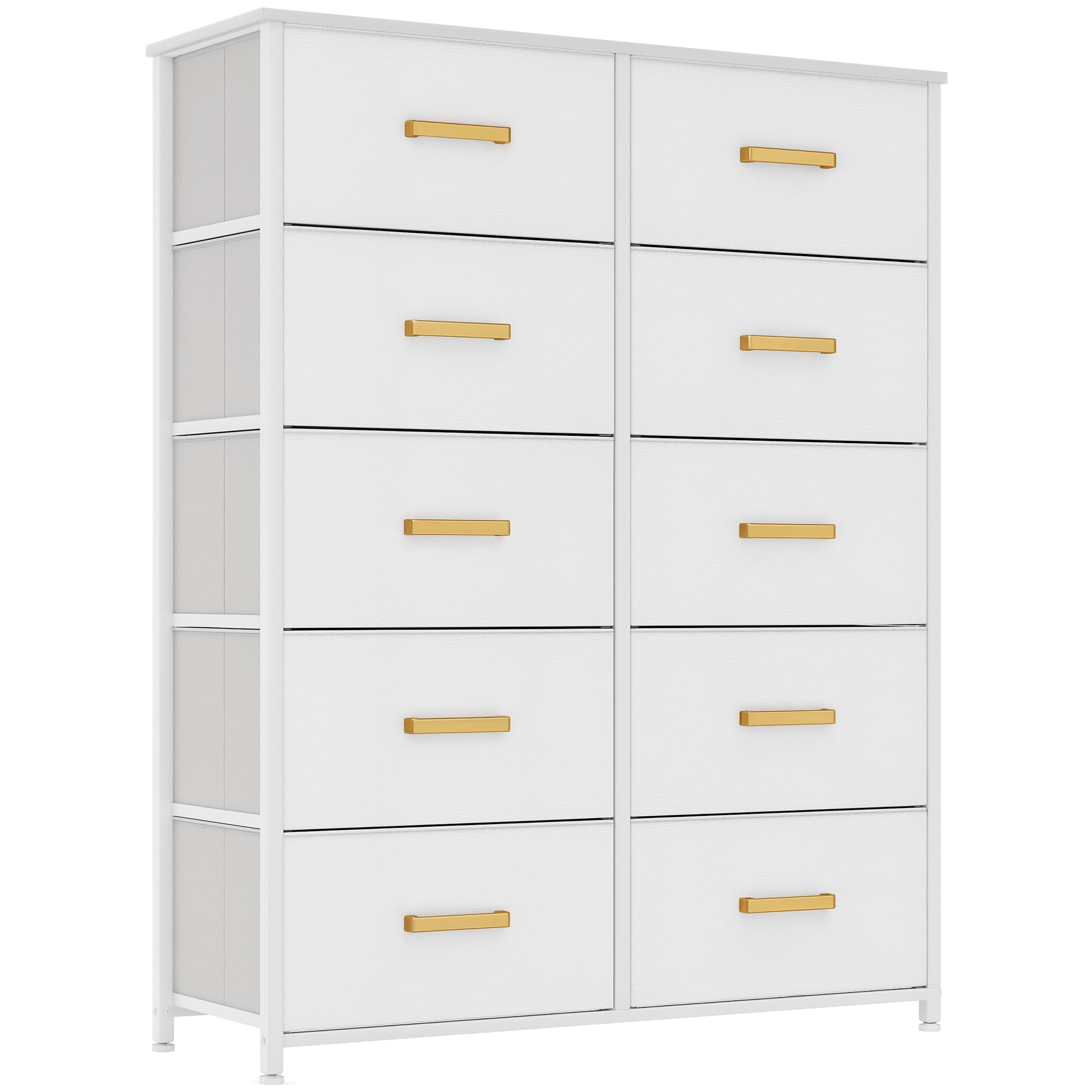 YITAHOME10 Drawers Dresser, Fabric Dresser, Tall Chest Organizer Unit for Living Room, Hallway, Closets, Sturdy Steel Frame, Wooden Top
