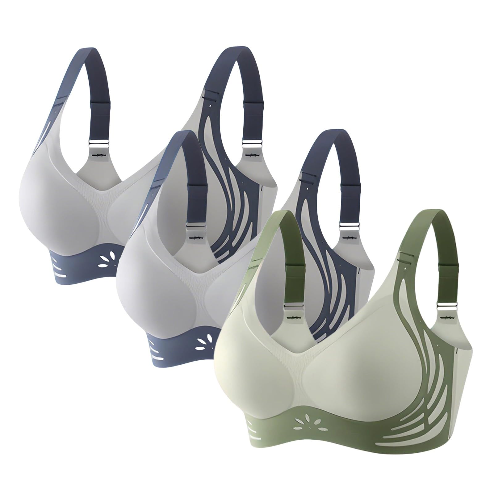 Biustonosze plus size dla kobiet UK Push Up Obwisłe piersi 3 szt. Bezszwowe, bezszwowe podparcie pleców z fiszbinami Podnoszenie bez fiszbin Biustonosz damski Freeolder Komfort na co dzień Duży biust