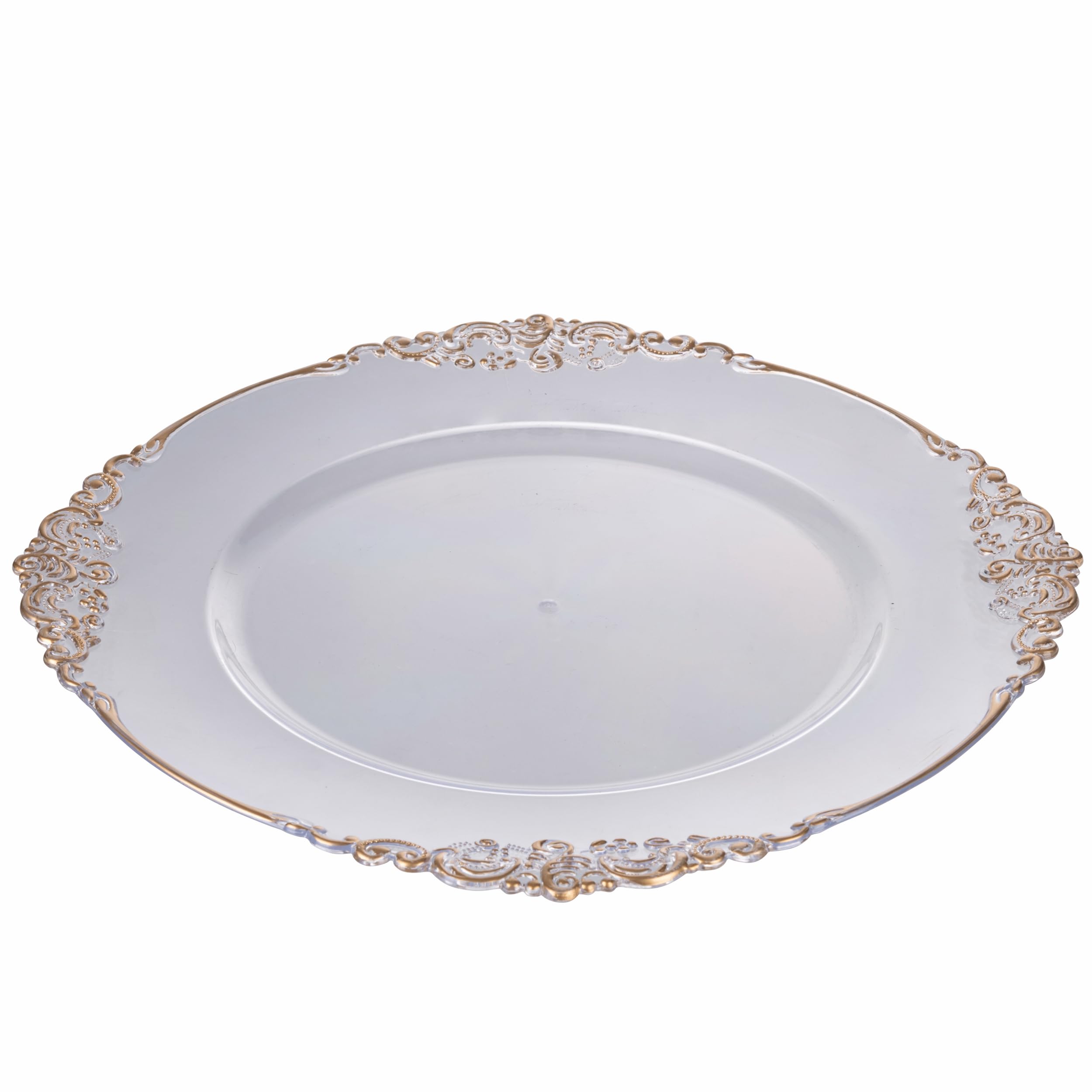 Set 6 Sottopiatto Ø 33 cm trasparente con bordino oro, Baroque