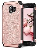 BENTOBEN Case for Galaxy J2 Pro, for Galaxy Grand Prime Pro, Glitter Luxury 2 in 1 Slim Sparkly Shiny Faux Leather Chrome Shockproof Protective Cover for Samsung Galaxy Pro 2018, Rose Gold