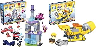 Mega Bloks PAW Patrol Ride & Rescue Vehicle Pack Building Set & Bloks Nickelodeon PAW Patrol Rubble's City Construction Truck Toy Building Set with 16 jr. Bricks and 1 Rubble Figure