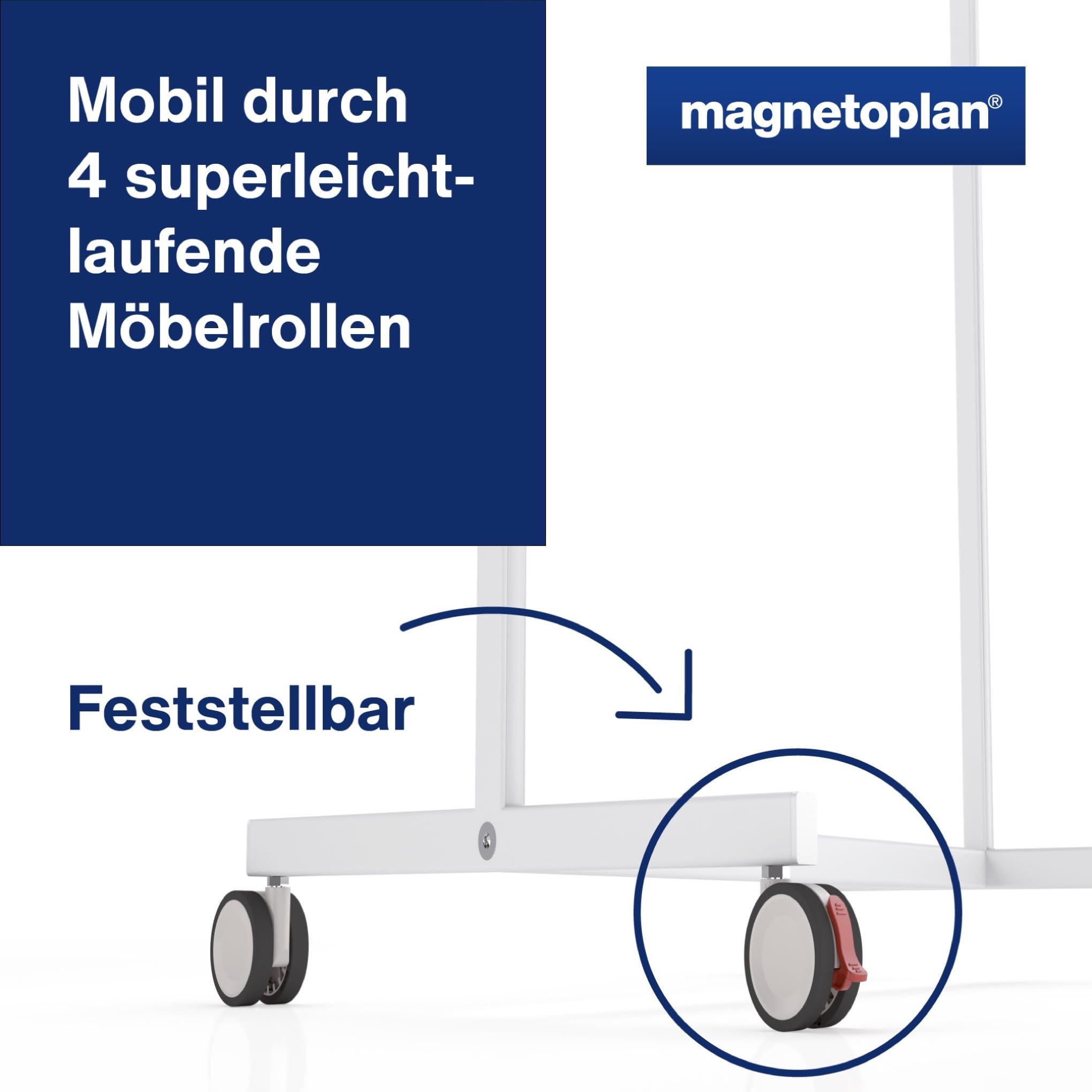 magnetoplan Design-Universalboard, 3in1, Filz grau | Whiteboard + Pinnboard | mobile Moderationswand, Flipchart + Whiteboard | BxH 750x1200mm | Für Agiles Arbeiten | Aluminium Standfüße + Rollen
