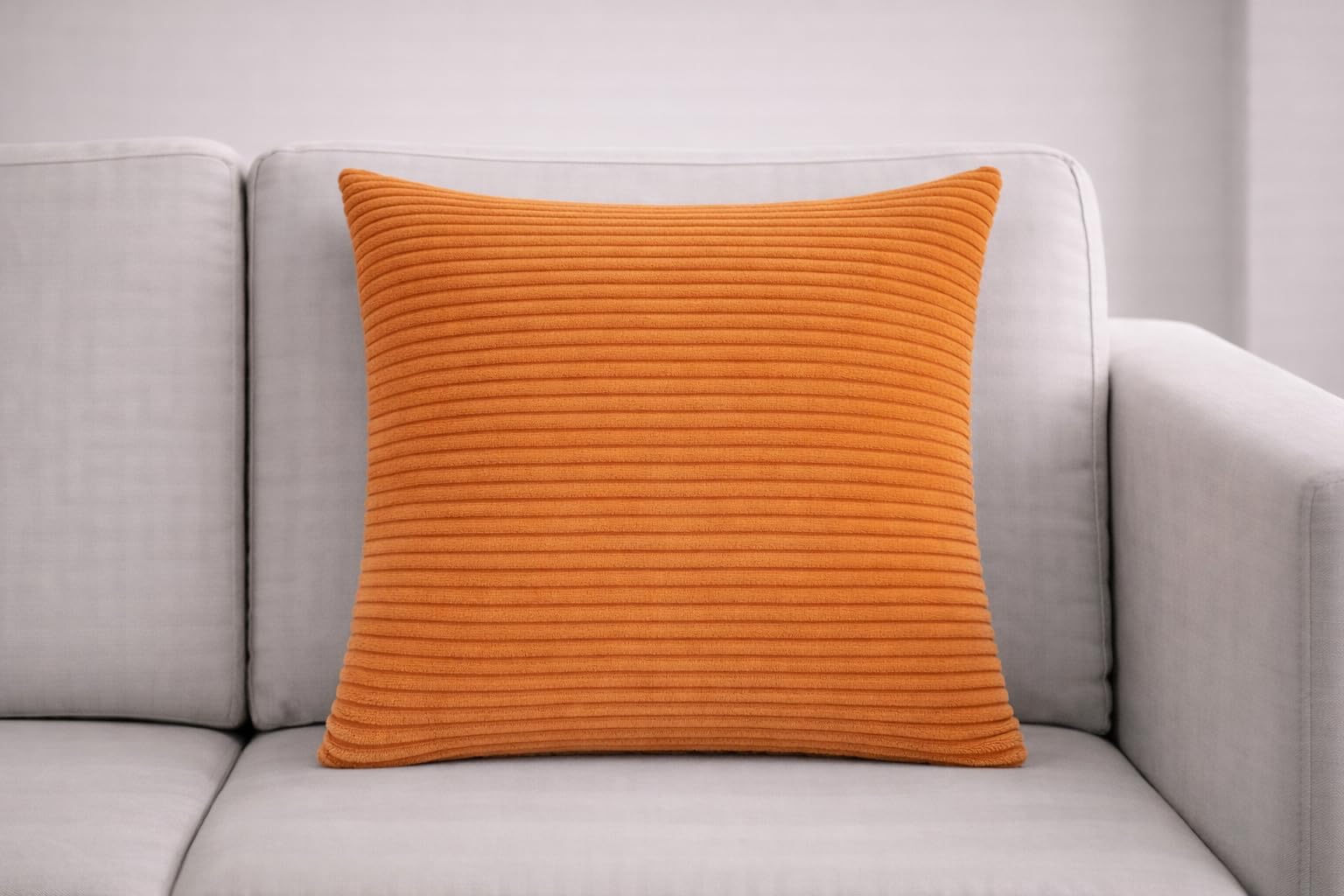 Seechoo Corduroy Cushion Covers Set of 2, Large Sofa Cushion Covers 55x55cm (22x22 Inch), Soft Ribbed Decorative Cushion Covers for Sofa, Living Room and Bedroom (Terracotta)