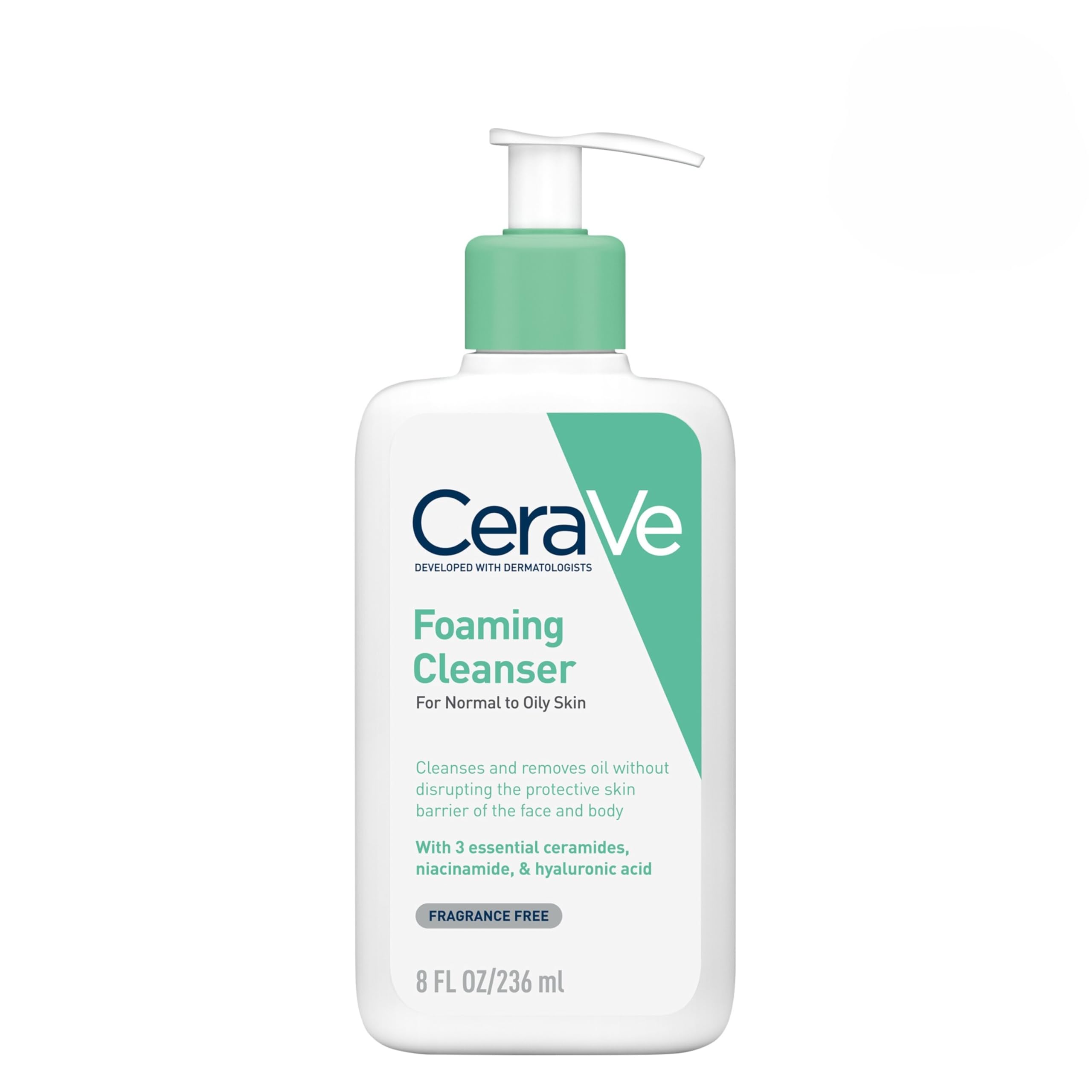 Cerave Foaming Cleanser for Normal to Oily Skin with Hyaluronic Acid