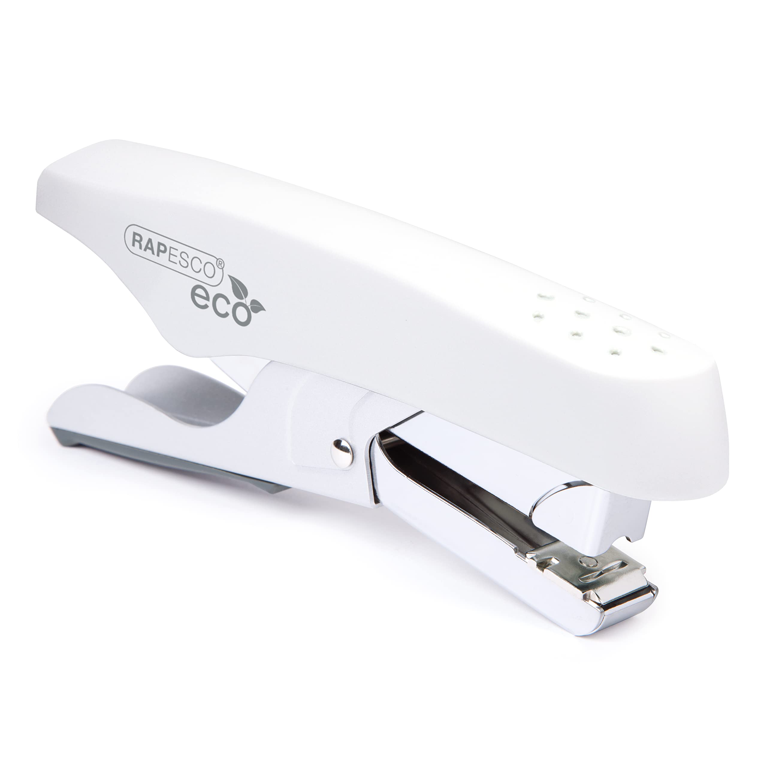 Rapesco 1398 ECO Whale Grapadora de Tenaza, Capacidad hasta 45 Hojas, Blanco Mate/Plateado