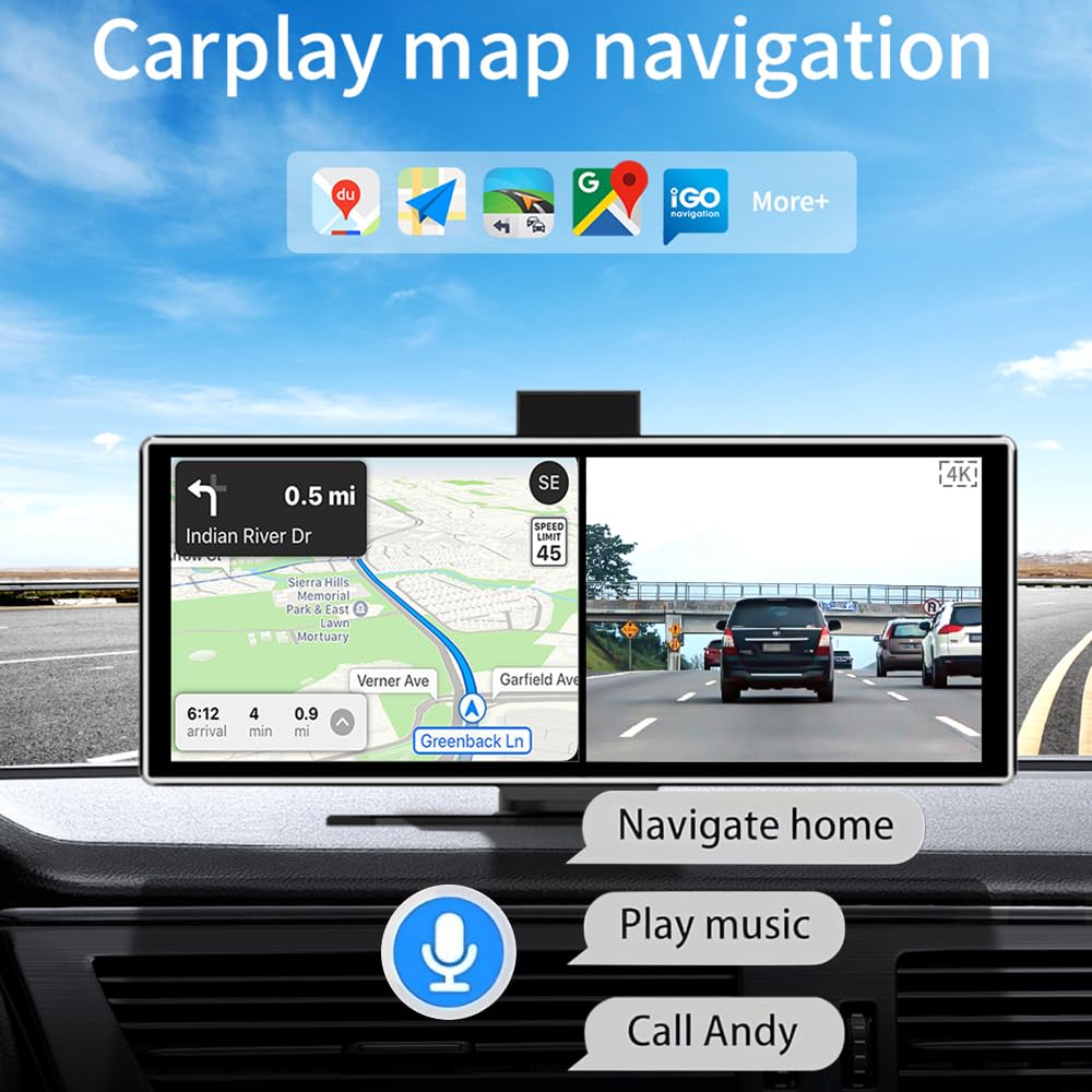 Amazon.com: 11.26'' Wireless Carplay Screen with Dash Cam