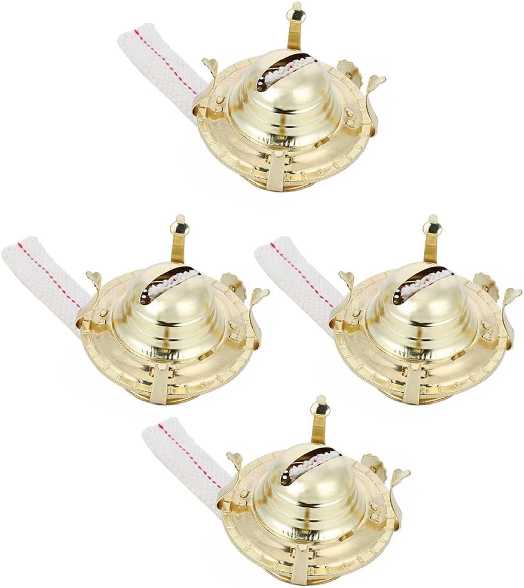 TIDTALEO 4pcs Vintage Metal Kerosene Lamp Burners with Wicks, Replacement Oil Lamp Burner Parts for Retro Home Decor and Emergency Lighting