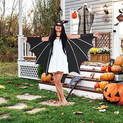 Veroda Bat Costumes Black Bat Wings Cape Hairband Eye Mask for Halloween Fancy Dress Costume (Adult Size) - Image 2