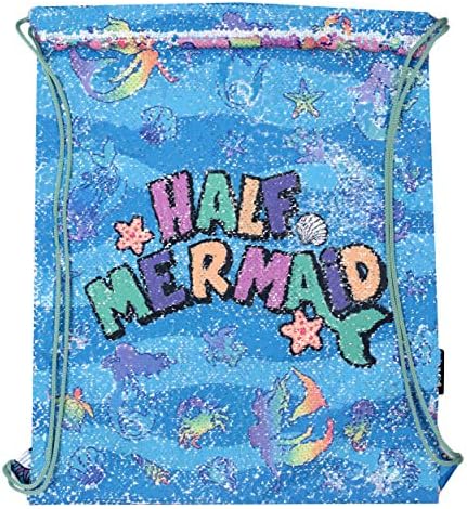 Fringoo Reversible Sequin Kids Drawstring Bags PE Kit Bag for Girls Swimming Bag for Boys Large Gym Bag Travel School Backpack Water Resistant 43 x 34 cm