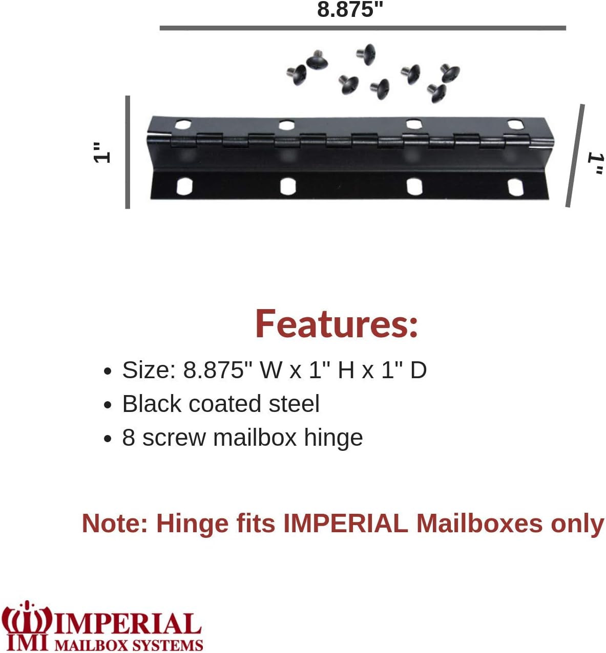 Estate Door Hinge Size 8 Screw Holes Black (Large)