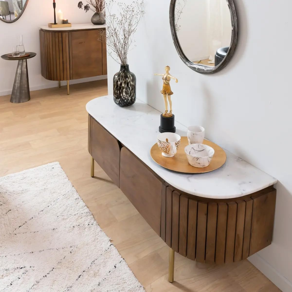 The Attic Carlston TV Cabinet|Solid Wood Sideboard TV Cabinet for Living Room|Provential Teak Matte Finish