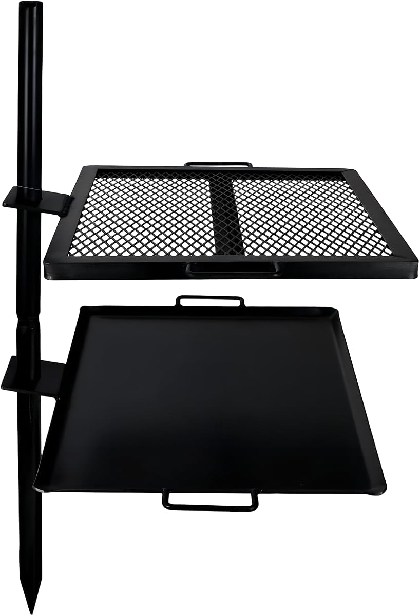 Open Fire Cooking Grill | Adjustable Height | Heavy Duty Construction | Easy Setup | For Firepits Outdoor Fire Rings & Camping