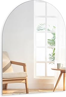TSKDKIT Wall Mirror 40 x 30 cm Stick On Mirror for Walls, Self Adhesive Frameless HD Glass Mirrors for Bathroom, Wardrobe Doors, Hallway, Bedroom (Arch)