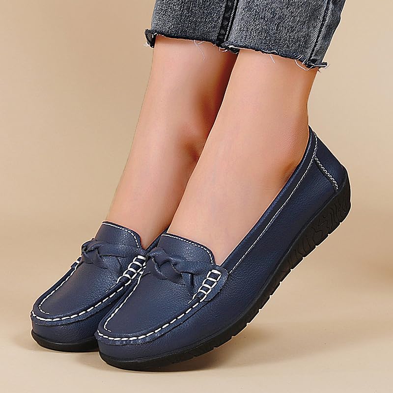 Image of Women Loafers Flexible Breathable Slip-On Comfortable Sole Low Wedge Loafers for Women Ladies Shoes for Walking