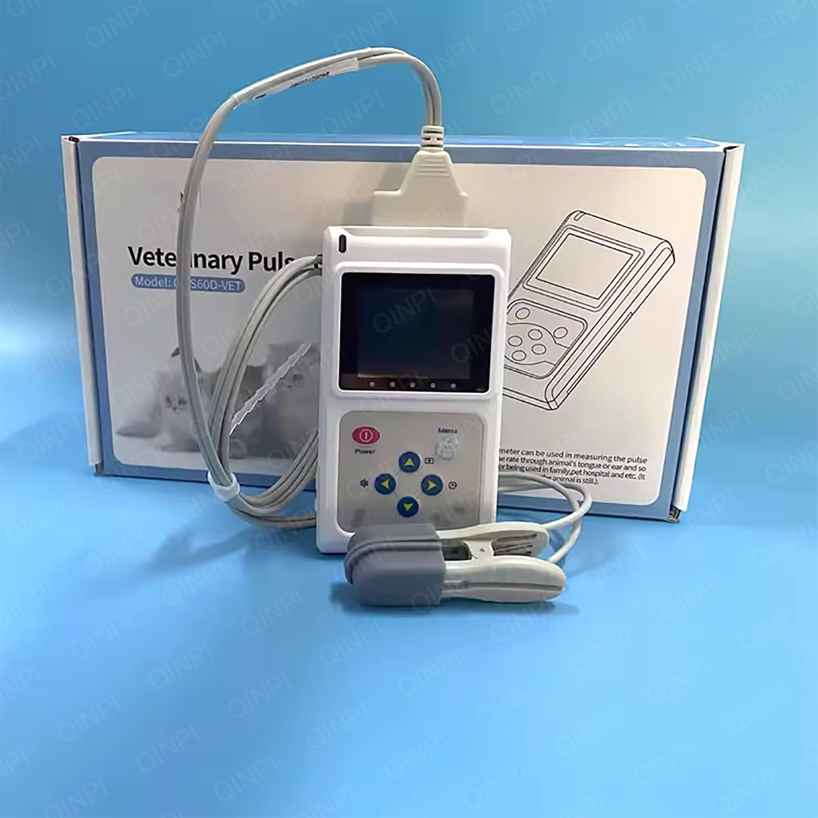Oxymètre vétérinaire portable, capteur SPO2 auriculaire/lingual, avec réglage de la luminosité de l'écran, téléchargement et stockage des données, fonction d'invite sonore, pour chien, chat, famille