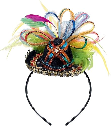 Amscan Diadema de sombrero de fiesta de Cinco De Mayo Fiesta con lentejuelas y plumas múltiples Colores 25 x 55 1 pieza Amscan Diadema de sombrero de fiesta de Cinco De Mayo Fiesta con lentejuelas y plumas múltiples Colores 25 x 55 1 pieza