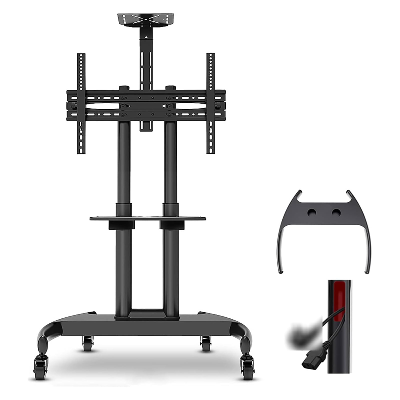 Support TV Roulant Extra Large pour téléviseurs intelligents de 3 270 Pouces Hey Duty Base Gestion des câbles TV au Sol avec roulettes réglable en Hauteur Robuste