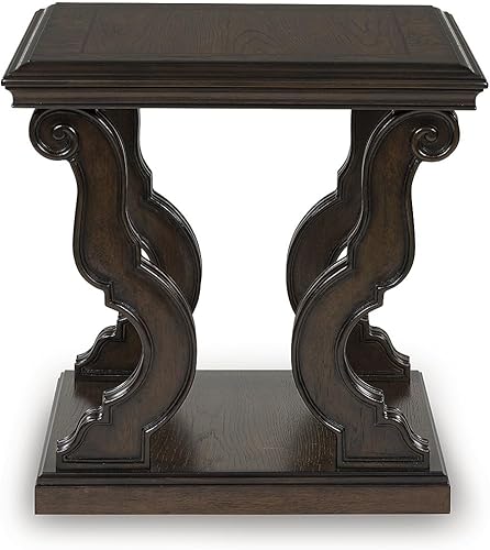 Miniatura 21 de Signature Design by Ashley Havalance Farmhouse - Mesa auxiliar cuadrada con estante de suelo, gris y blanco vintage con acabado desgastado