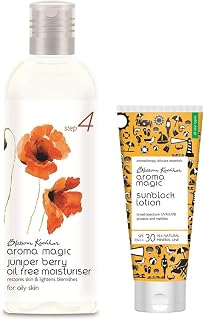 Aroma Magic Sunscreen For All Skin Type Sun Block Lotion, SPF 30, 50ml & Juniper Berry Oil Free Moisturiser, 100ml Price In India