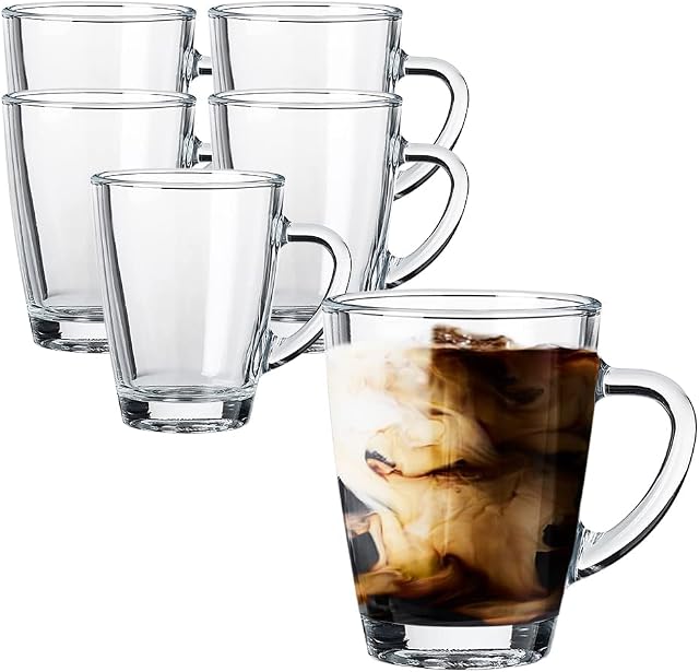 Glass Tea/Coffee Cup with Handle Perfect for Espresso Cappuccino Hot Chocolate Hot Drinks Gusto Coffee Uniquely Designed High Temperature Resistant Latte Mug-295ml