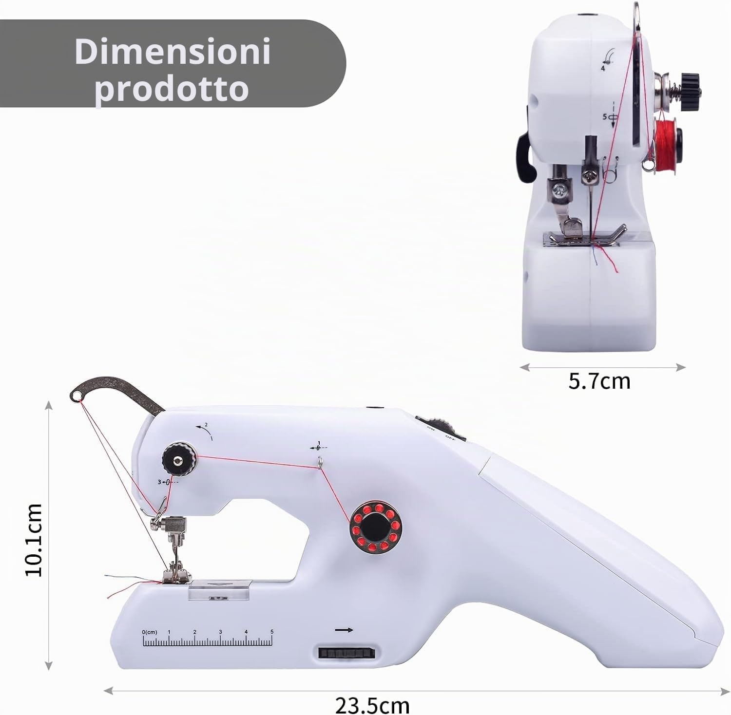 Macchina da Cucire Portatile Elettrica, Macchina da Cucire a Mano a Doppio Filo Dotato di Ago e Filo, Facile da Usare, Adatto a Principianti e Bambini, Applicabile a Vestiti, Tende, Peluche