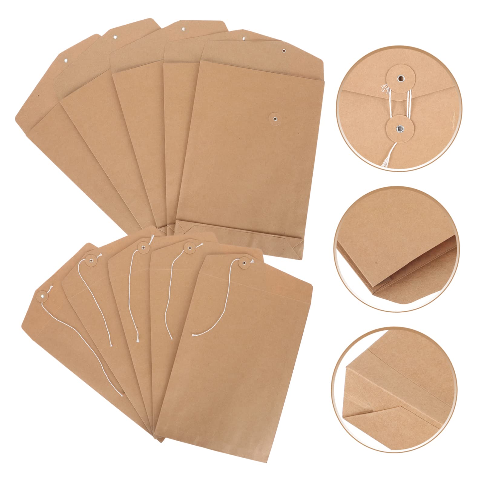 Enveloppes Kraft de Classement Ficelle, Lot de 10 pour Documents