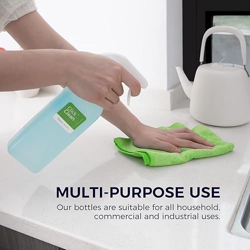 Miniatura 5 de CLICK CLEAN Botellas de plástico en aerosol, 10 etiquetas gratis incluidas, paquete de 2 botellas vacías de 18.6 onzas con boquilla ajustable y