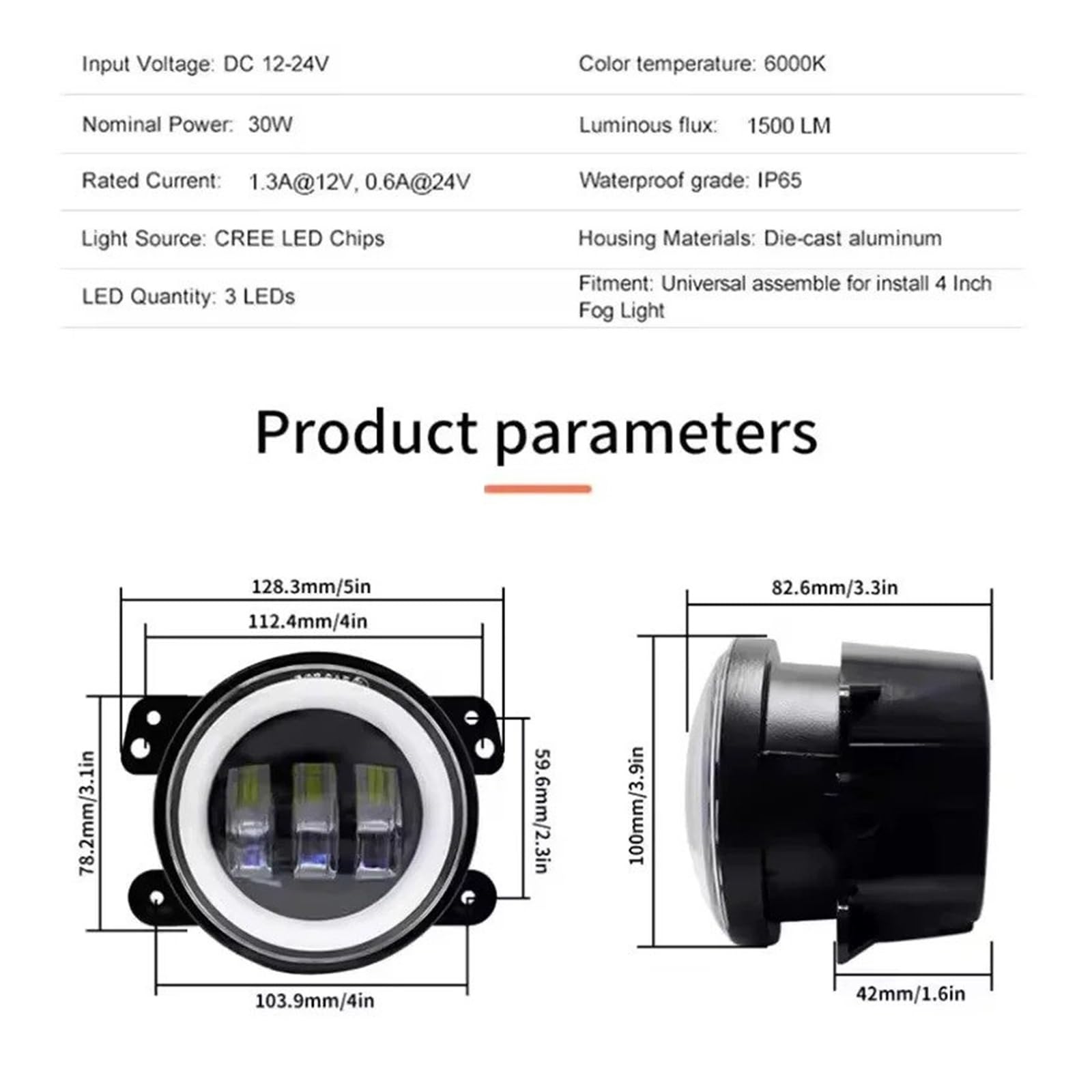 Inundacion spot Para Wrangler Para JK 2 Puertas 2007-2015 4 Pulgadas 30W LED Faro Antiniebla Con Halo Blanco DRL Angel Eyes(2 piezas)