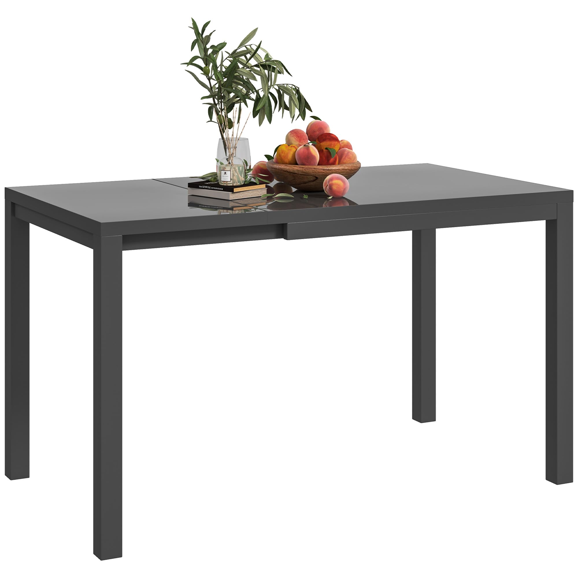 Outsunny Mesa de Jardín Extensible Mesa de Comedor Exterior Ajustable 85-125 cm con Borde de Aluminio Carga 70 kg Mesa Rectangular para 4-6 Personas para Patio Terraza Gris Oscuro