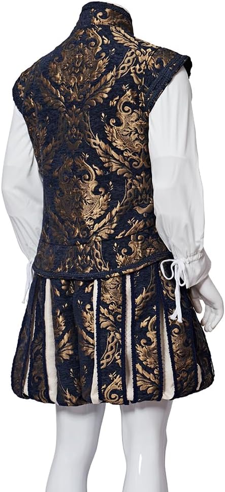 CosplayDiy Men's Tudor Costume Set - Elizabethan Jerkin Doublet & Breeches