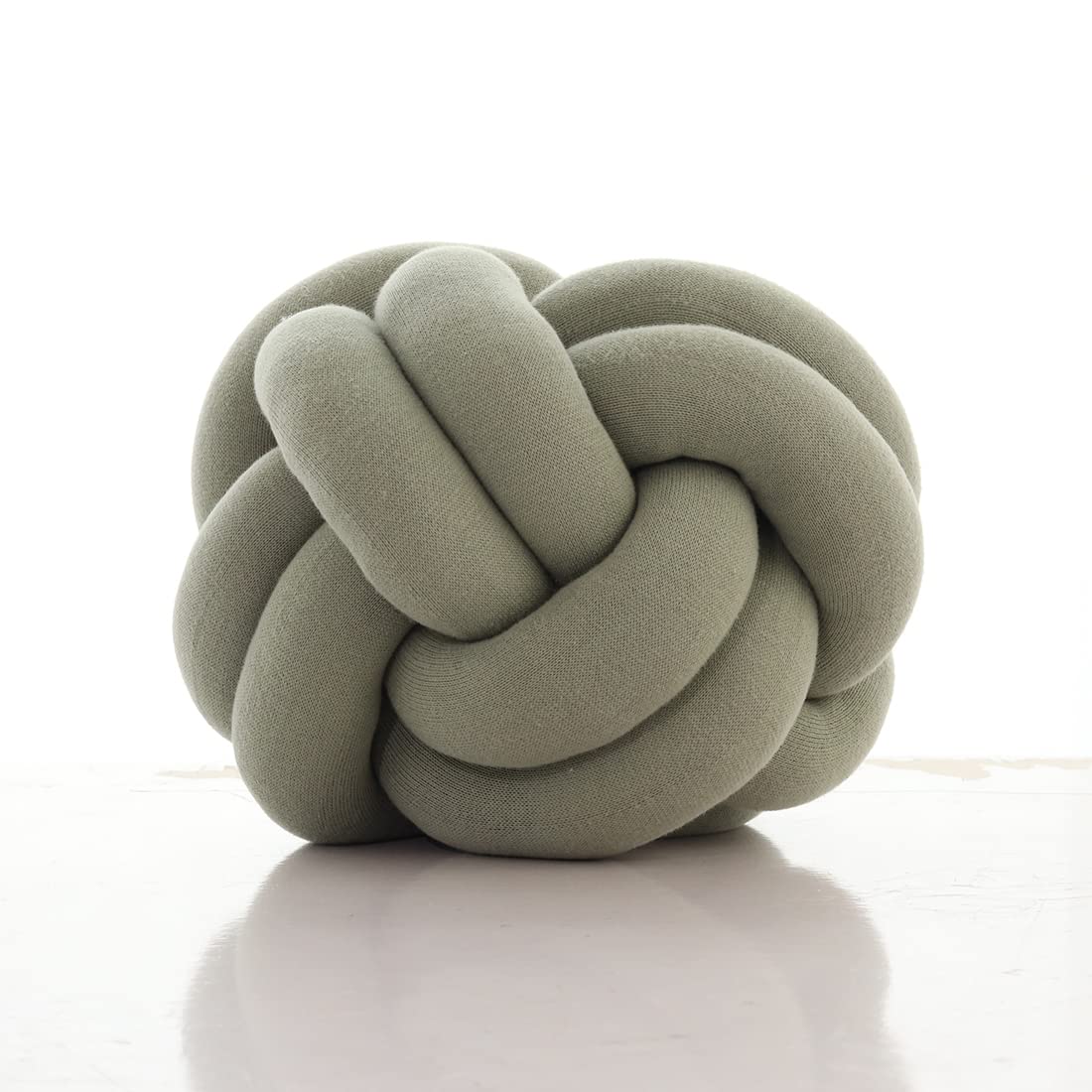 Pluchi Nodo Combed Cotton Knitted Knot Pillow/Knot Pillow for Sofa Pistachio Green Color (30 cm x 30 cm)