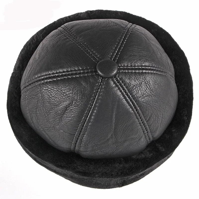 Gruba, ciepła, zimowa czapka męska, czarna, futrzana, rosyjska, męska, wiatroszczelna, narciarska, z polarową podszewką, czarno-średnia,Black-Medium