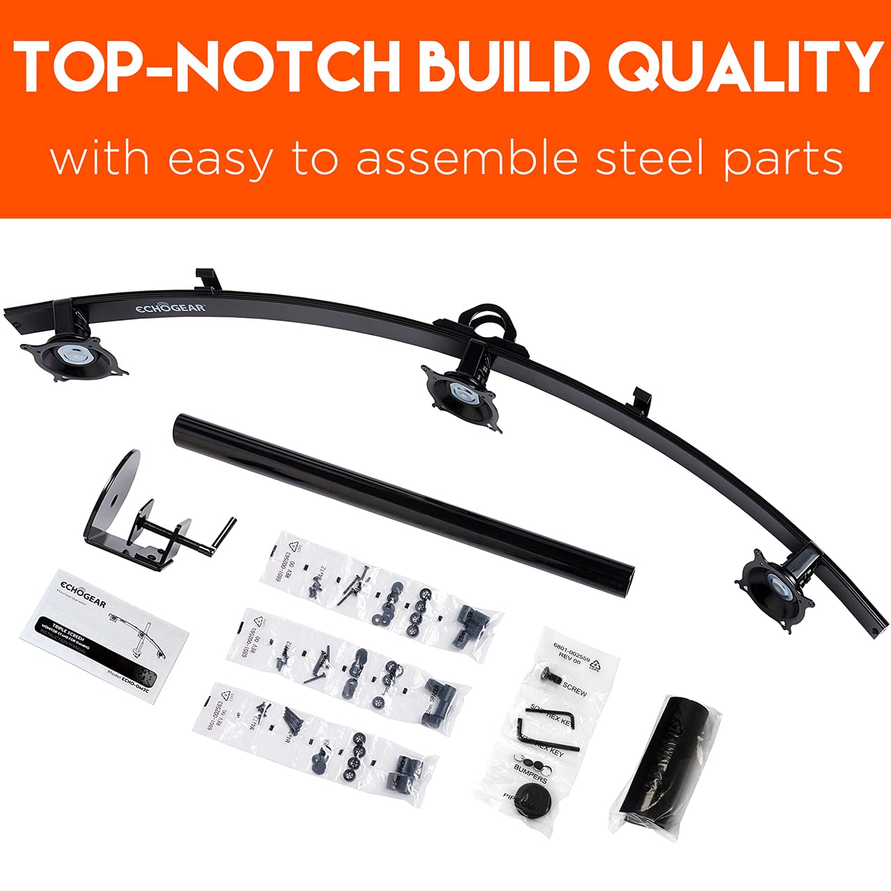 ECHOGEAR Triple Monitor Stand Desk Mount 3 Screens Up to 27" Each