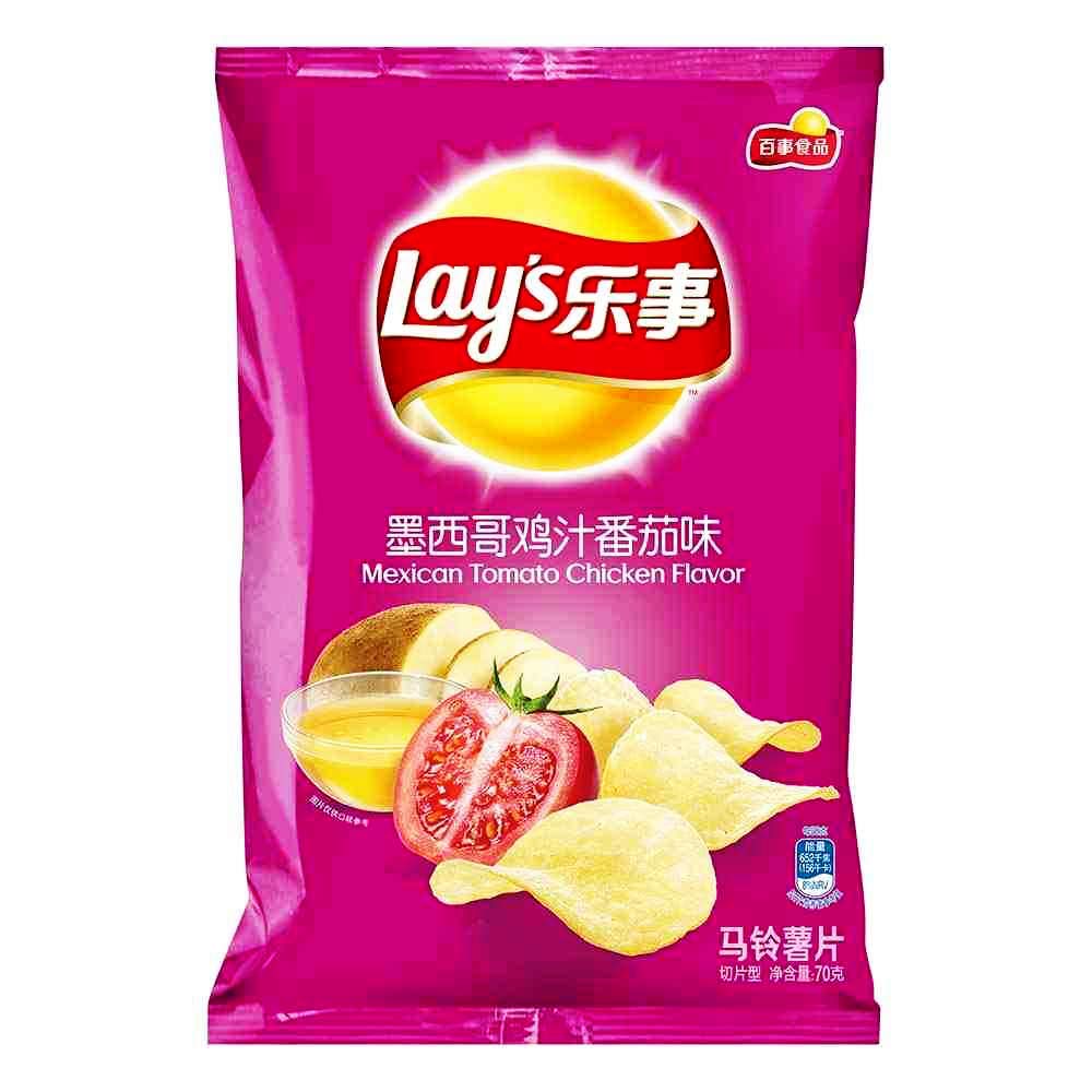 Lay's Potato Chip Multi Flavors 乐事薯片多种口味 70g (Mexican Tomato Flavor墨西哥鸡汁番茄味, pack of 2)