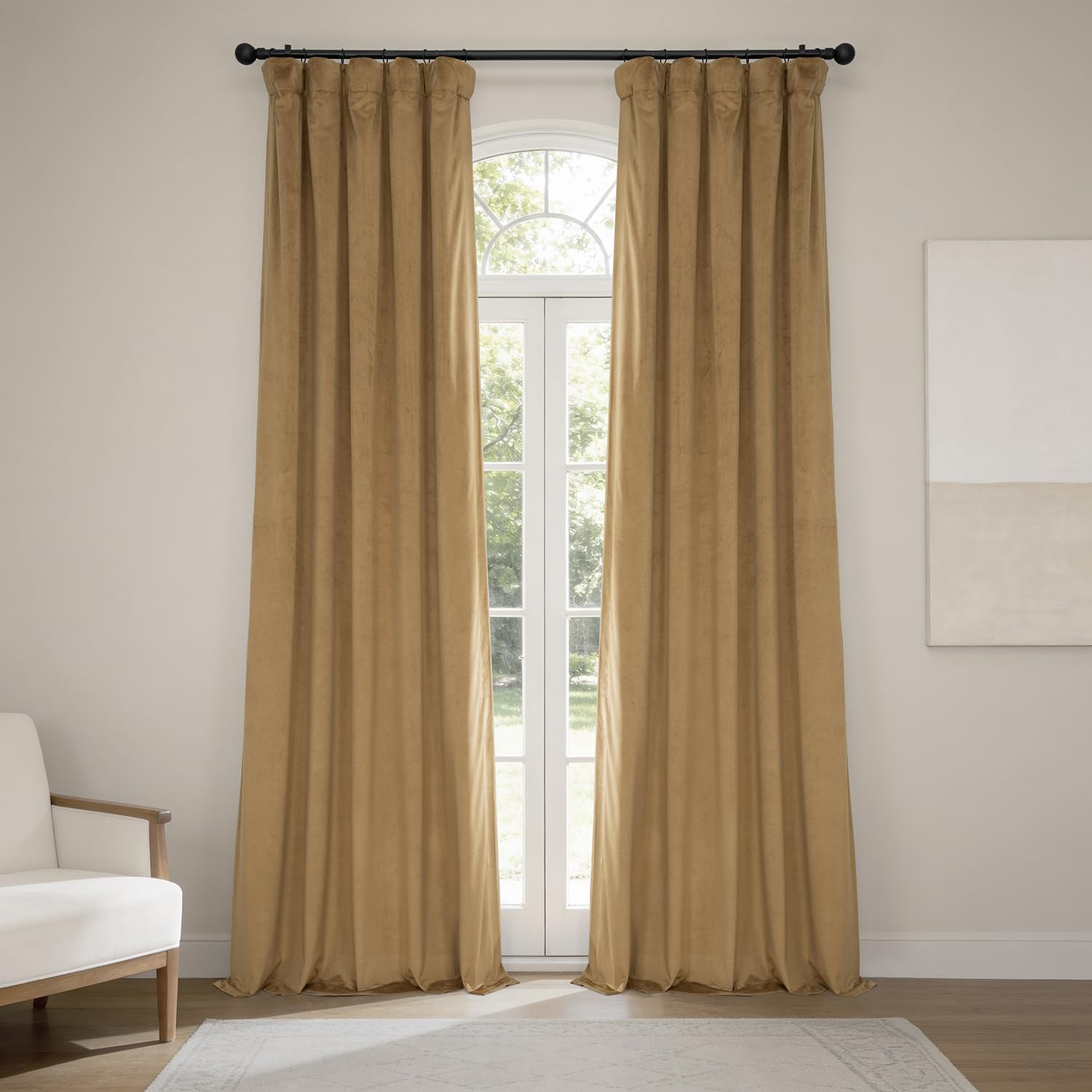HPD Half Price Drapes Heritage Plush Velvet Curtains 84 Inches Long Room Darkening Curtains for Bedroom &amp; Living Room 50W x 84L, (1 Panel), Spiced Rum
