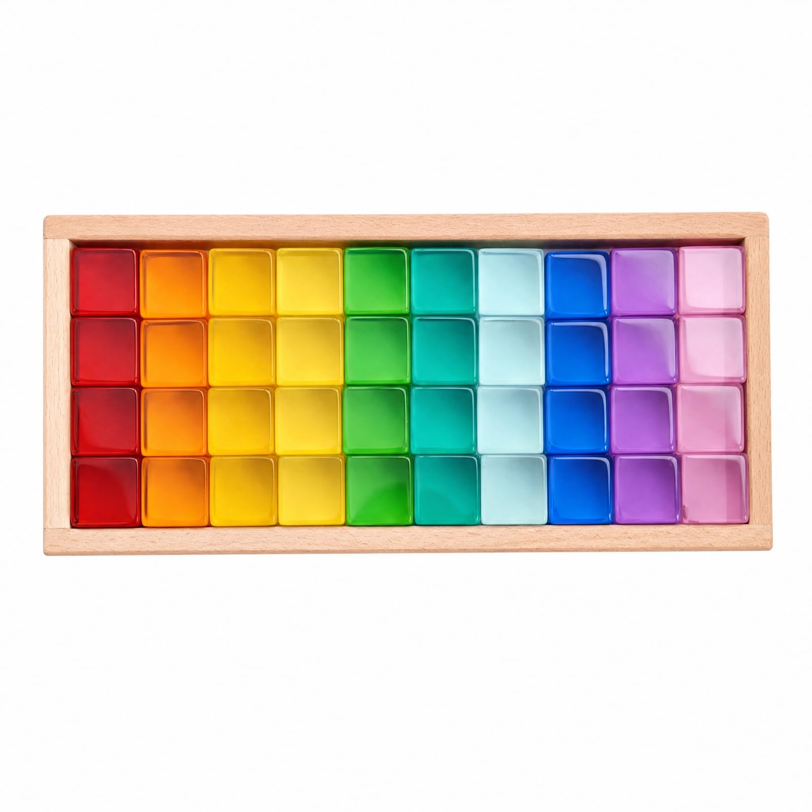 40 Pezzi Sensoriali con Vassoio in Legno Sicuro Set di Blocchi Sensoriali Sensoriale Giocattolo Educativo per Sale Giochi