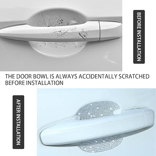 Miniatura 3 de BESULEN 4 piezas de protector para manija de puerta de auto de cristal, adhesivo de protección contra arañazos con strass para manija de puerta de