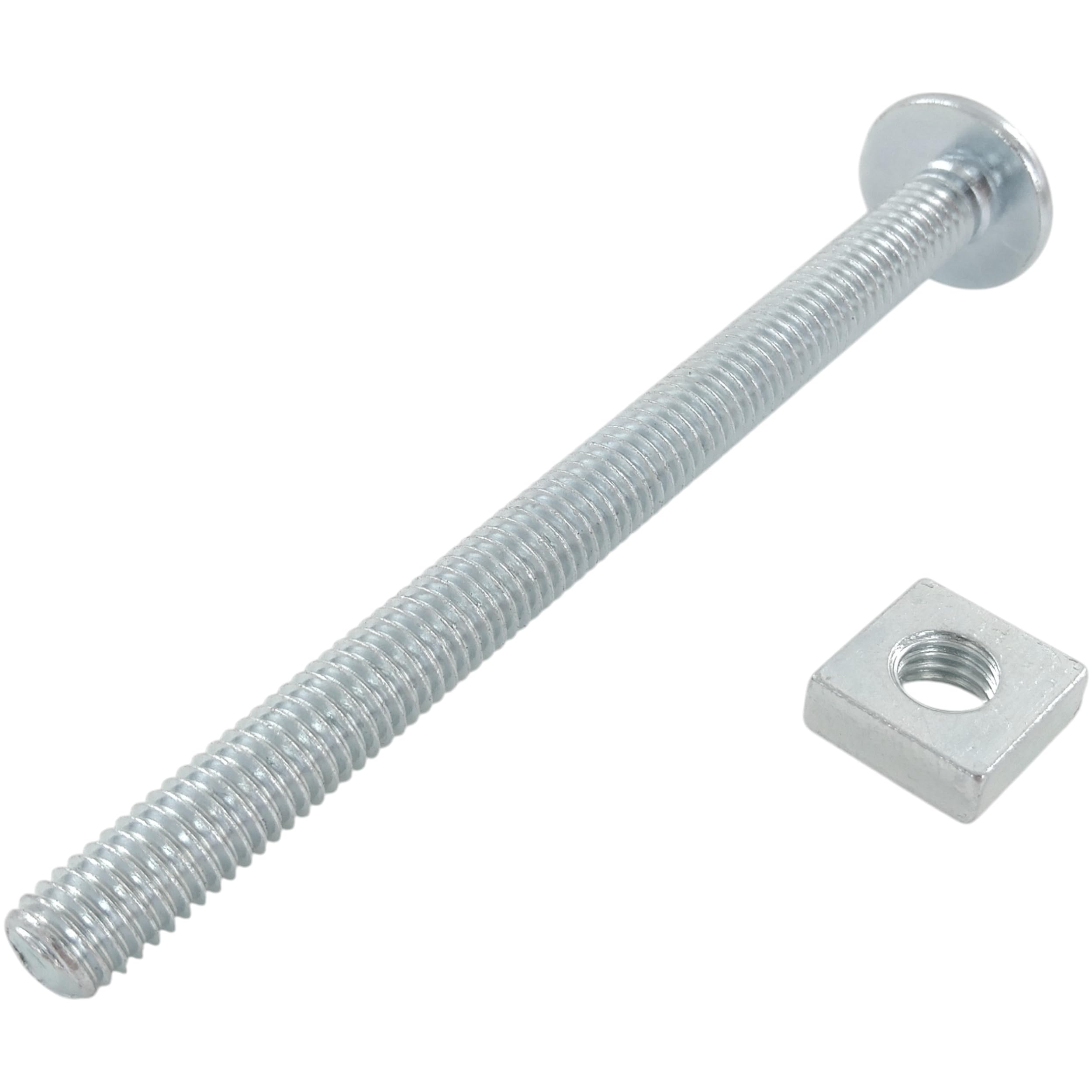 Merriway Bright Zinc Plated Bh07603 (6 Pcs) Roofing Bolt & Nut Steel M8 X 100Mm - Pack Of 6 Pieces