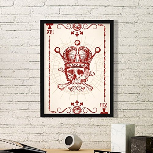 Cadre d'art skeleton card poker rouge illustration design noir