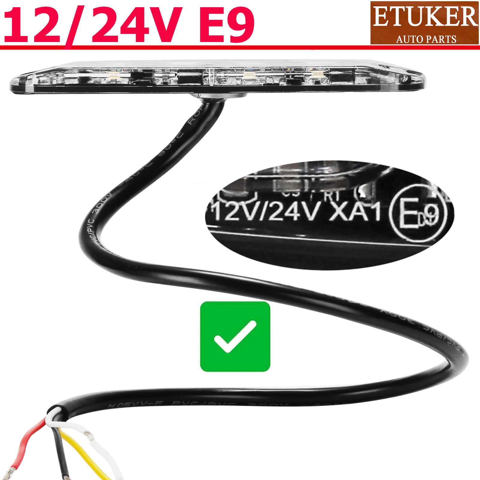 2x 6LED Luces De Advertencia de Peligro Emergencia Baliza Luz Ambar 12/24V Homologados para Camión Remolque Vehículo