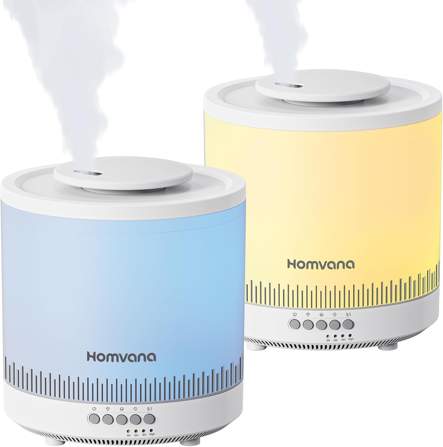 Homvana Small Humidifiers for Bedroom - 2 Packs 1.8L Cool Mist Top Fill Humidifier for Baby Nursery