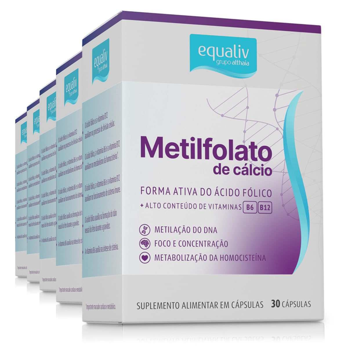 Kit 5 Metilfolato de Cálcio Equaliv 30 cápsulas em promoção! Veja a oferta e mais achadinhos de Vitaminas & Suplementos 2 Hoje é o melhor dia para comprar Kit 5 Metilfolato de Cálcio Equaliv 30 cápsulas com aquele preço maroto! Promoção! Aproveite a oferta! 2