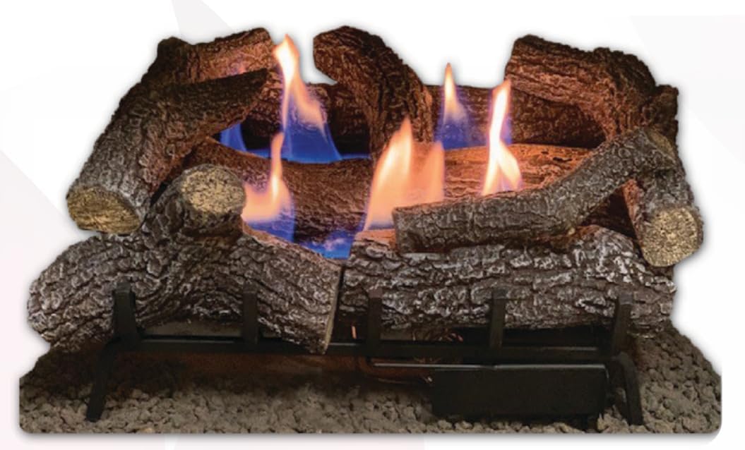 EverWarm Cumberland 18-Inch Vent-Free 5-Piece Gas Log Set with Millivolt Control Burner– Propane Gas (LP) – Realistic Flame Appearance