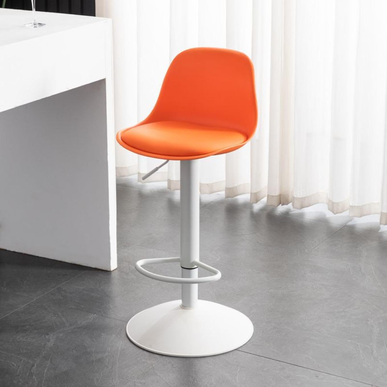 カウンターチェア 2脚セット 回転 ハイチェア オレンジ キッチンカウンター